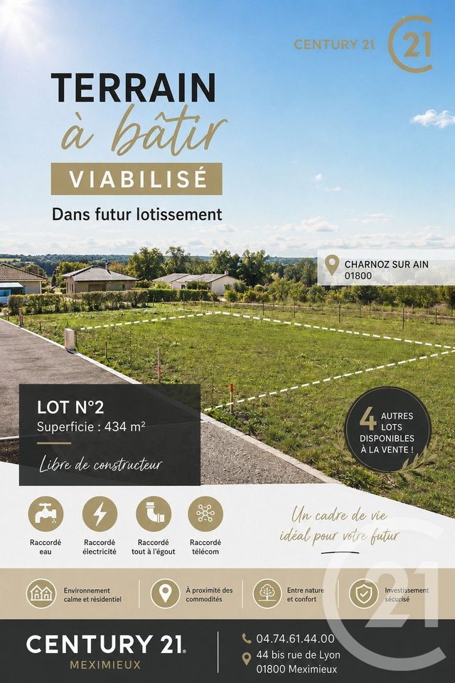 Terrain à vendre CHARNOZ SUR AIN